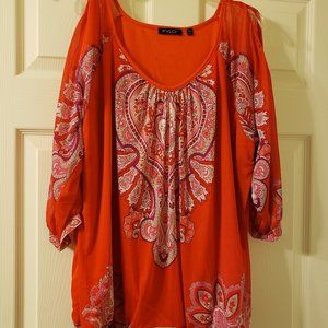 SALE ** NWOT ** RED ELEGANT TOP W/ LOVELY DESIGN